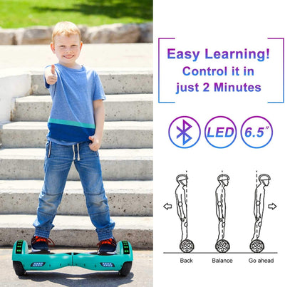 Hoverboard, UL2272 Certified, with Bluetooth and Colorful Lights Self Balancing Scooter - Green